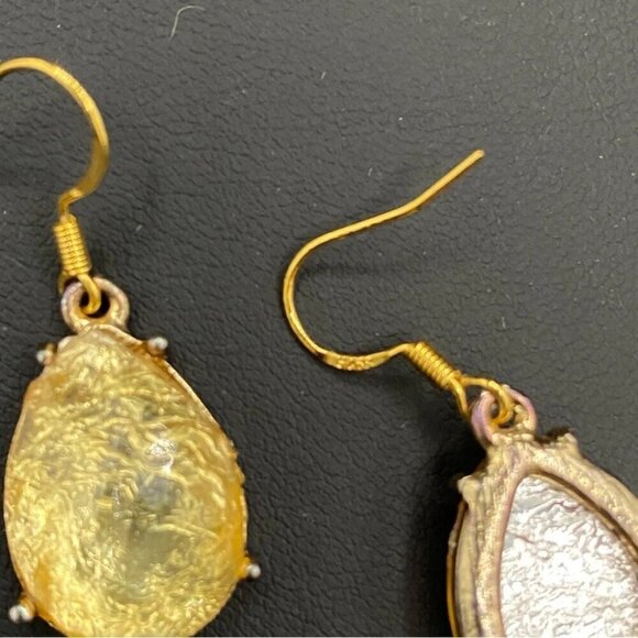 Shimmering Gold Foil Tear Drop Earrings - Picture 4 of 10